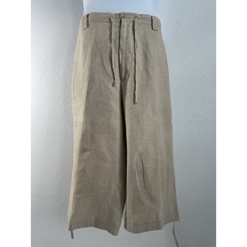 Inserch Women's Tan Flax  Linen Wide Leg Capri Pant Sz: 3XL Boho Summer